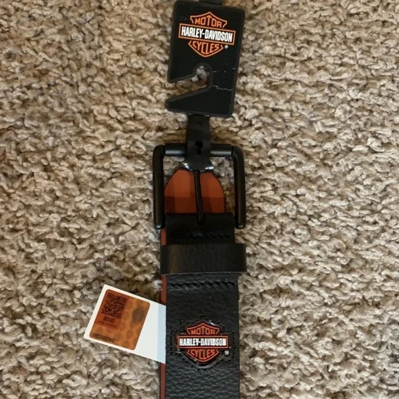Harley-Davidson Men's XL 42/44 Pebbled Genuine Leather Belt, Black New - Picture 2 of 10